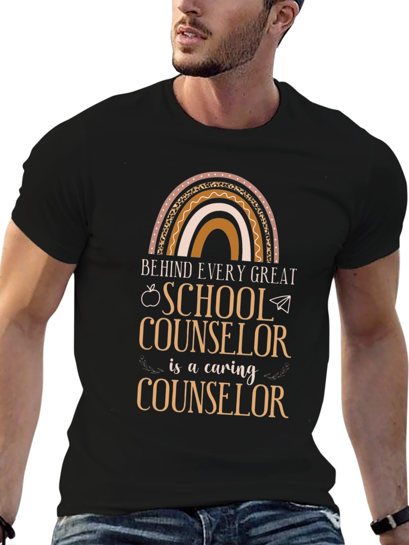 School Counselor Caring Rainbow Graphic Tee