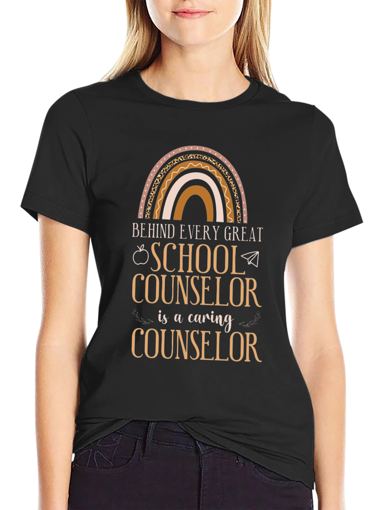 School Counselor Caring Rainbow Graphic Tee