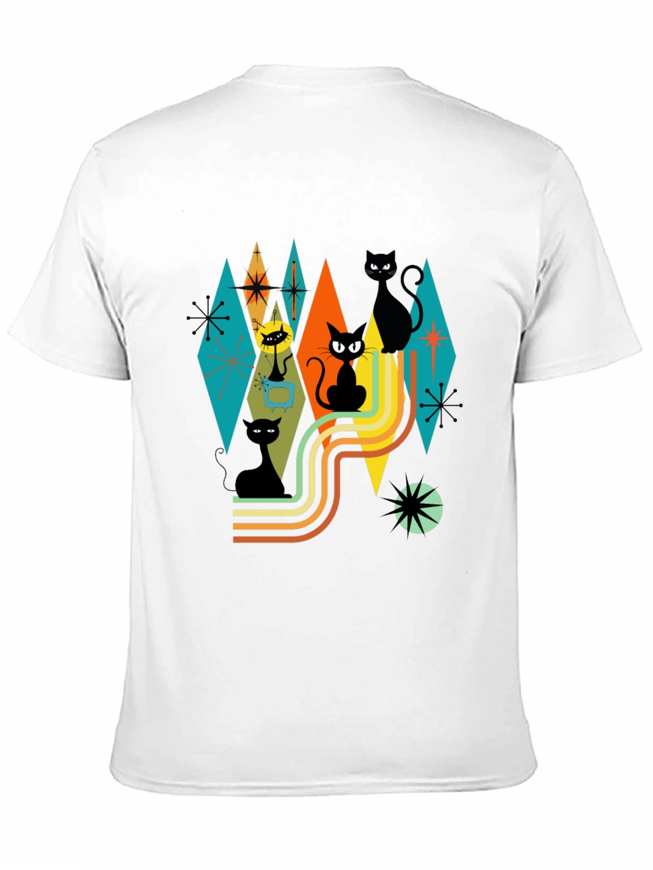 Retro Atomic Cats T-Shirt Black