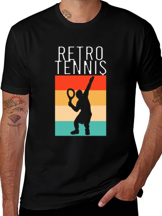 Retro Tennis Player Graphic T-Shirt - Vintage Style Tee