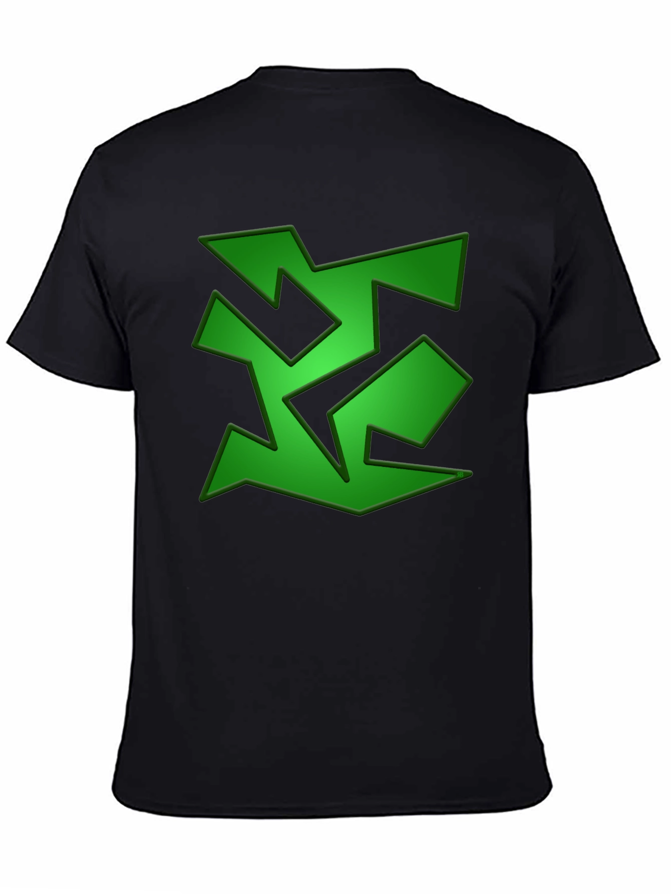 Abstract Green Graphic Print Black T-Shirt