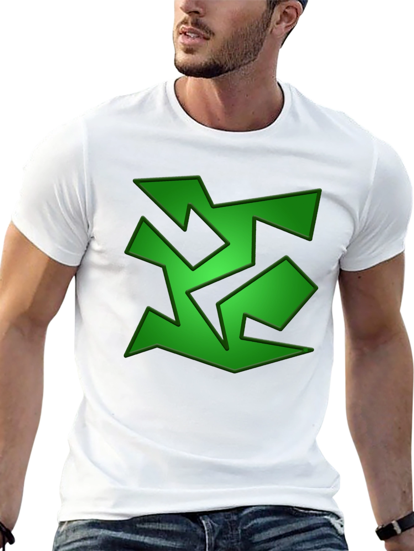 Abstract Green Graphic Print Black T-Shirt