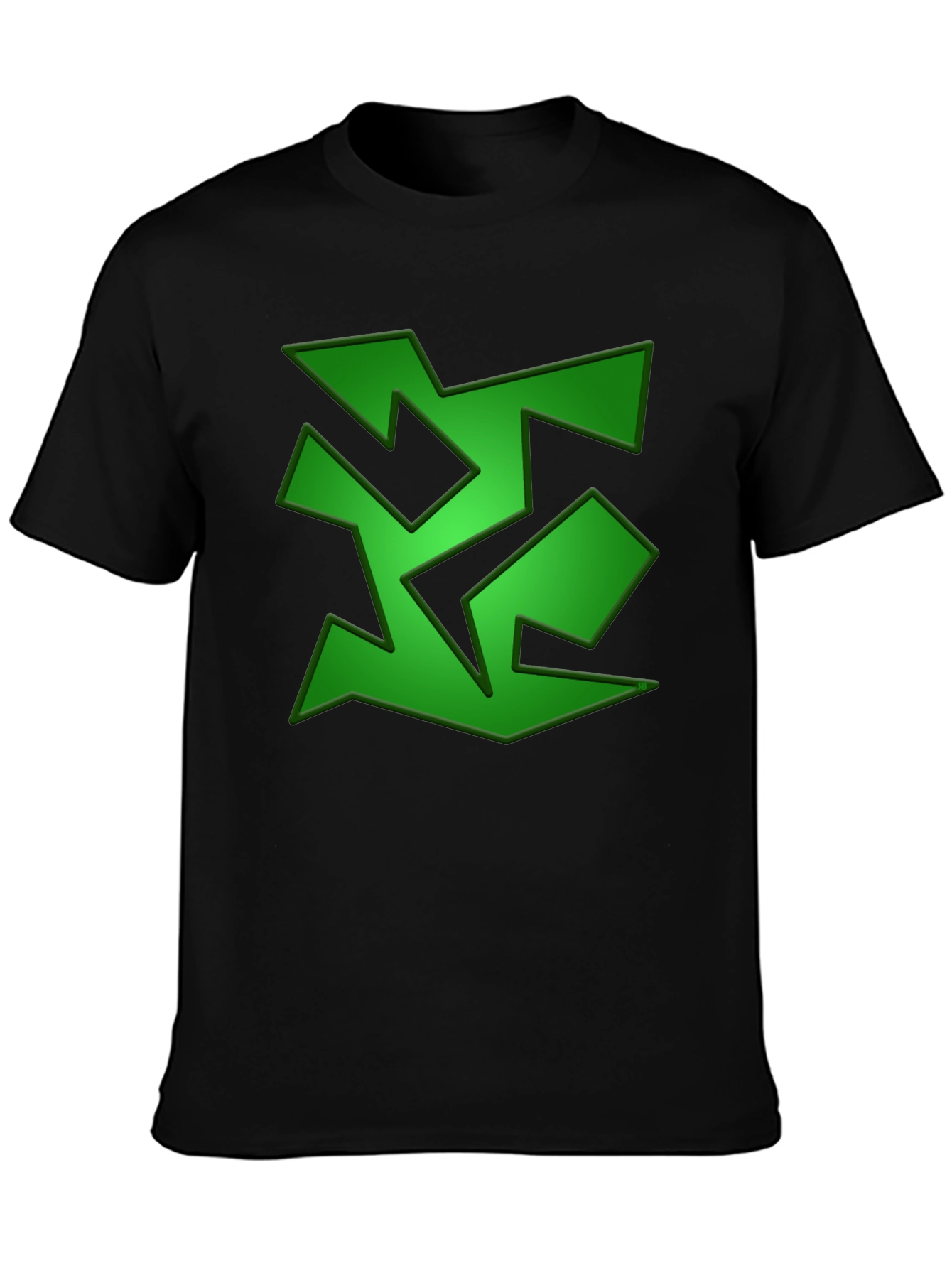 Abstract Green Graphic Print Black T-Shirt