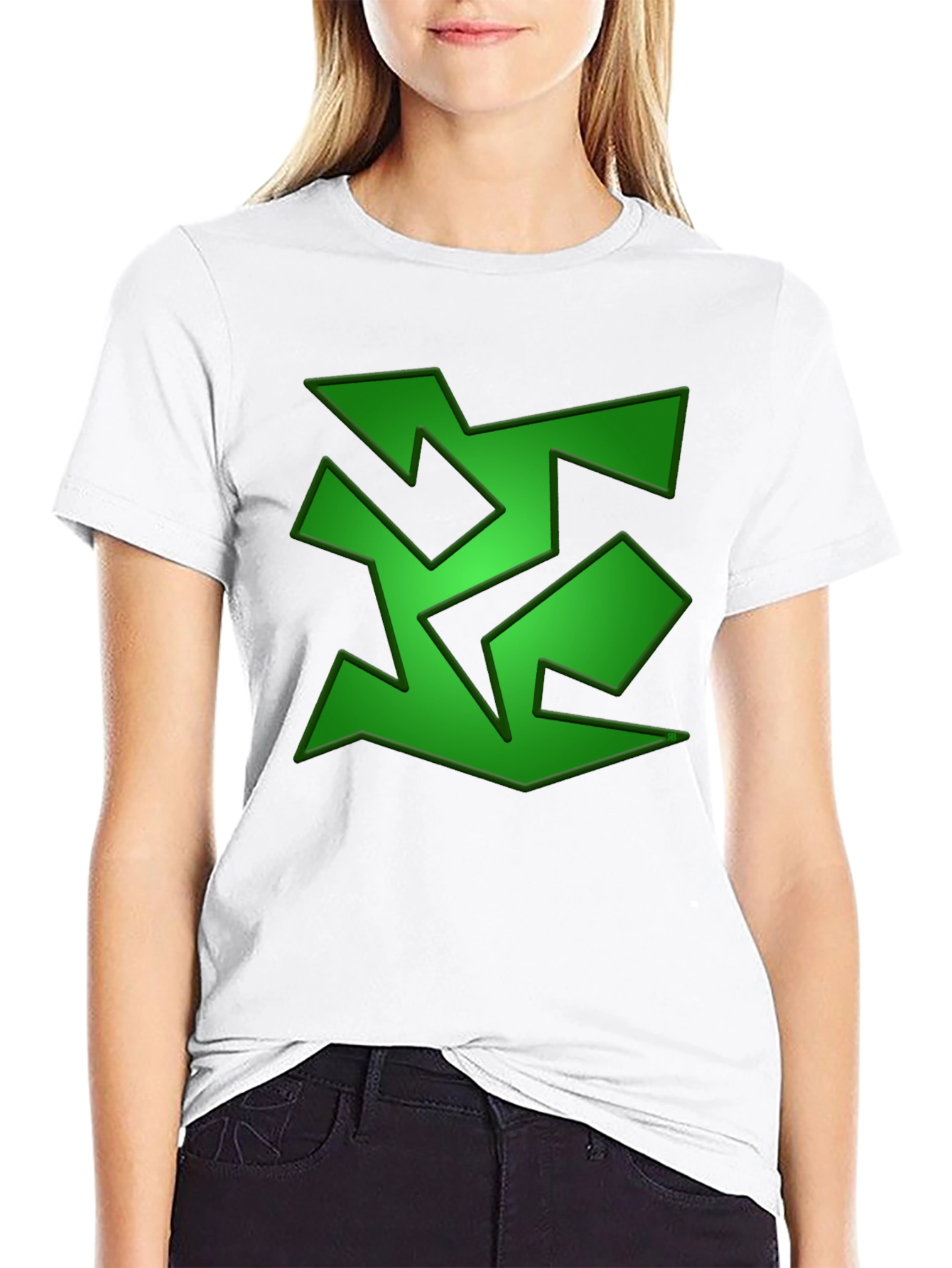 Abstract Green Graphic Print Black T-Shirt