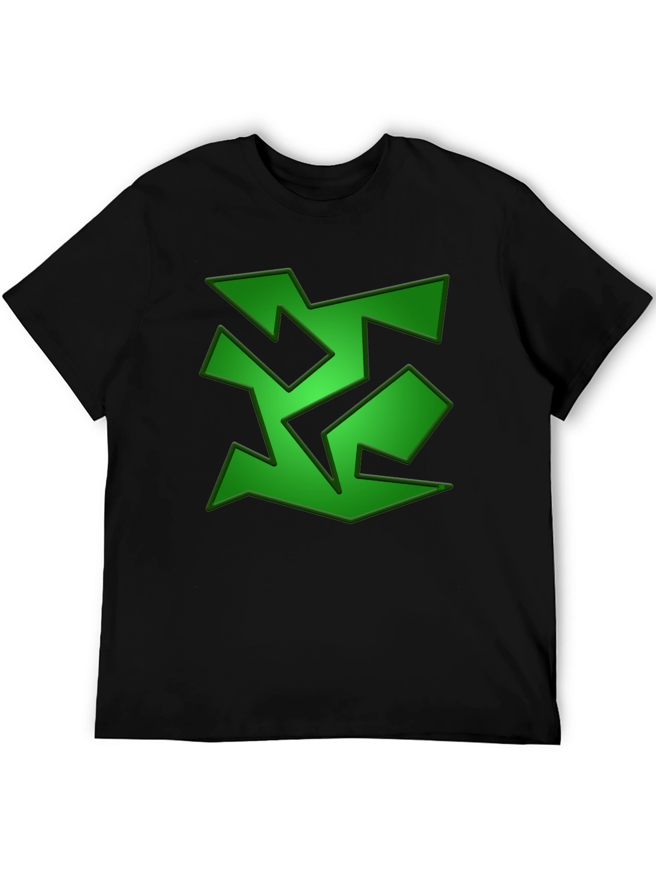 Abstract Green Graphic Print Black T-Shirt