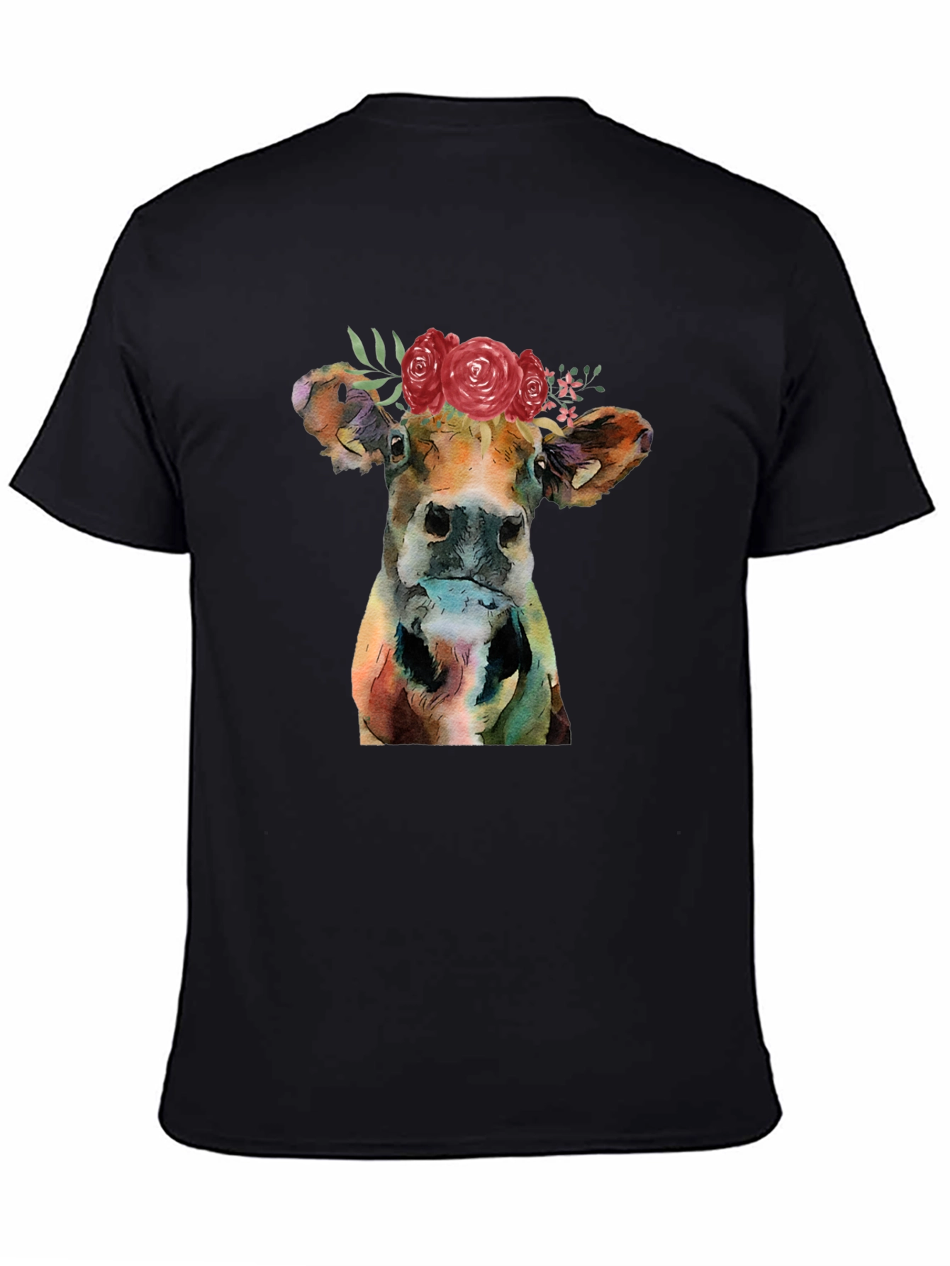 Floral Cow Graphic T-Shirt