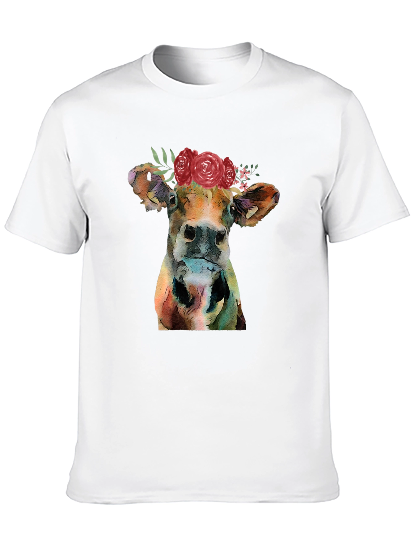 Floral Cow Graphic T-Shirt