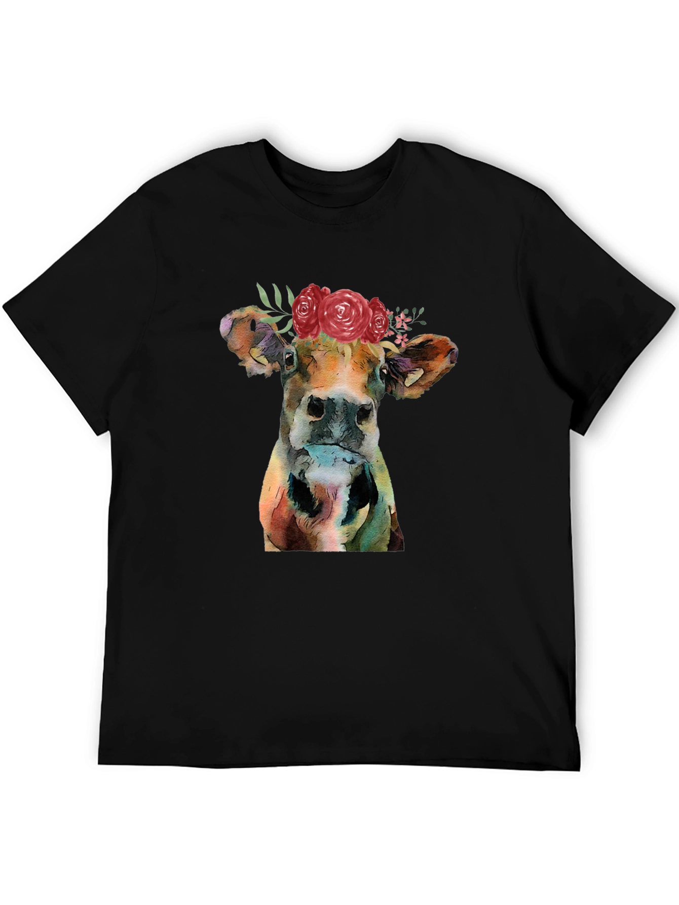 Floral Cow Graphic T-Shirt