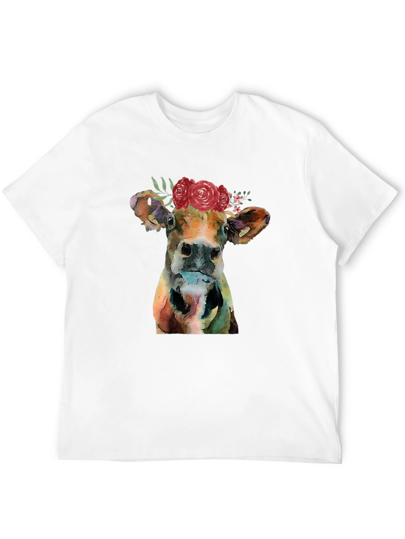 Floral Cow Graphic T-Shirt