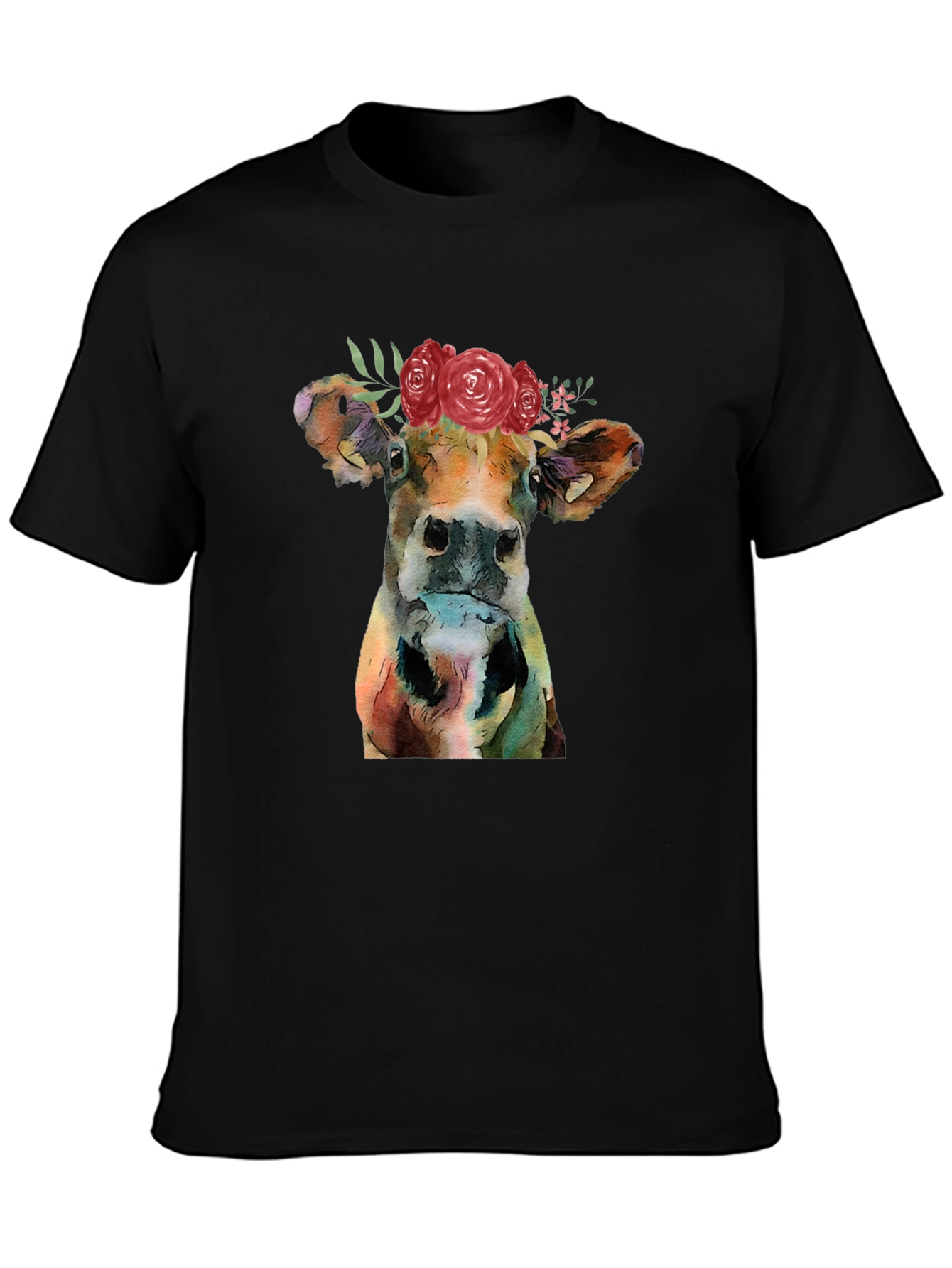 Floral Cow Graphic T-Shirt