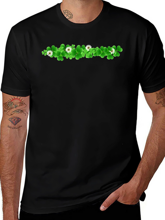 Shamrock & Daisy Graphic Print Black T-Shirt