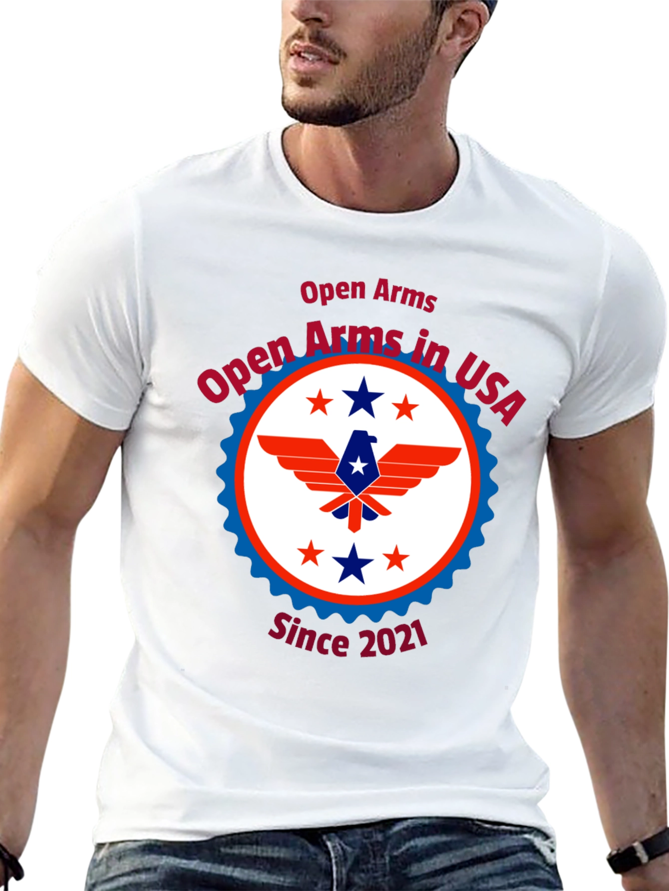 Open Arms in USA Patriotic T-Shirt