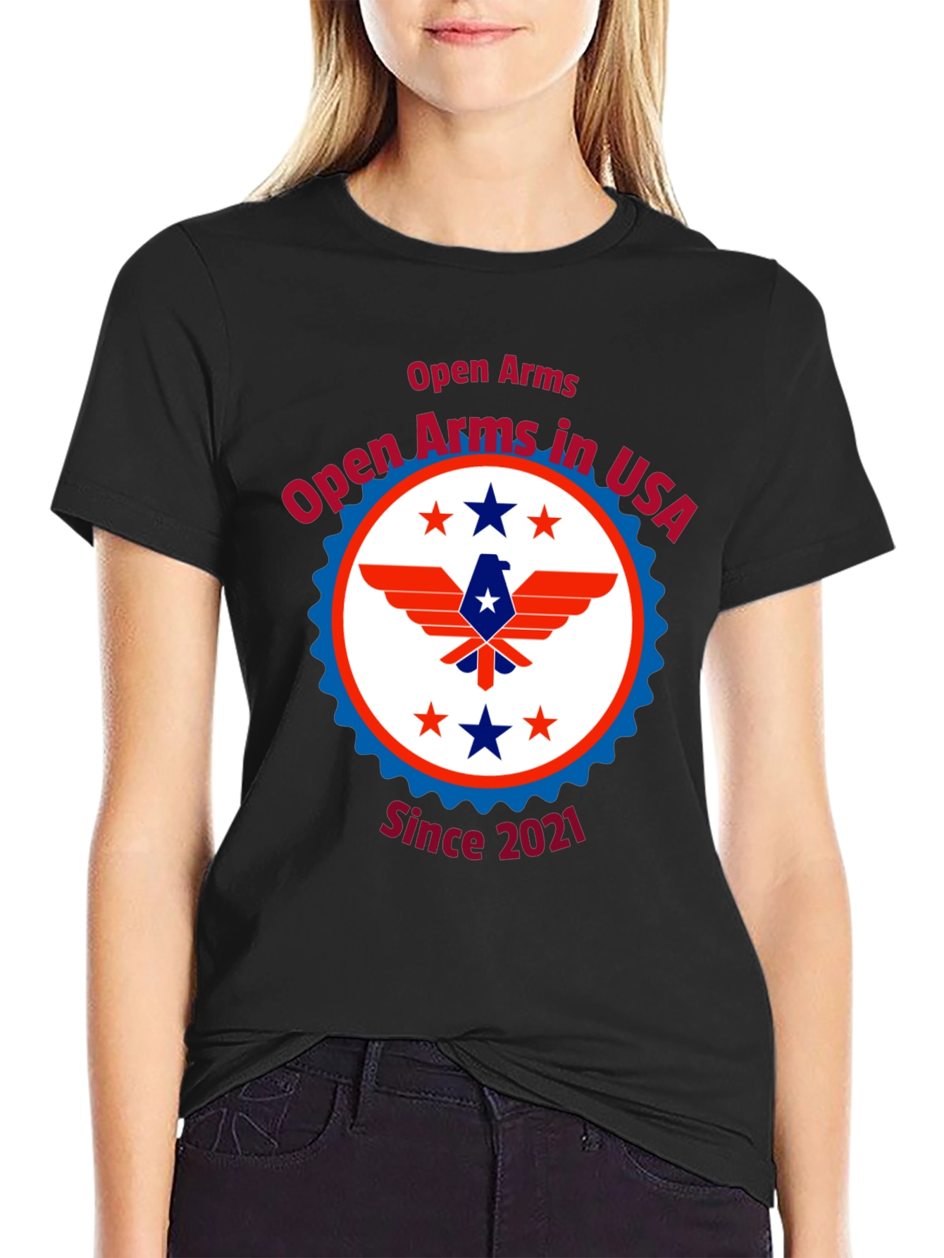 Open Arms in USA Patriotic T-Shirt