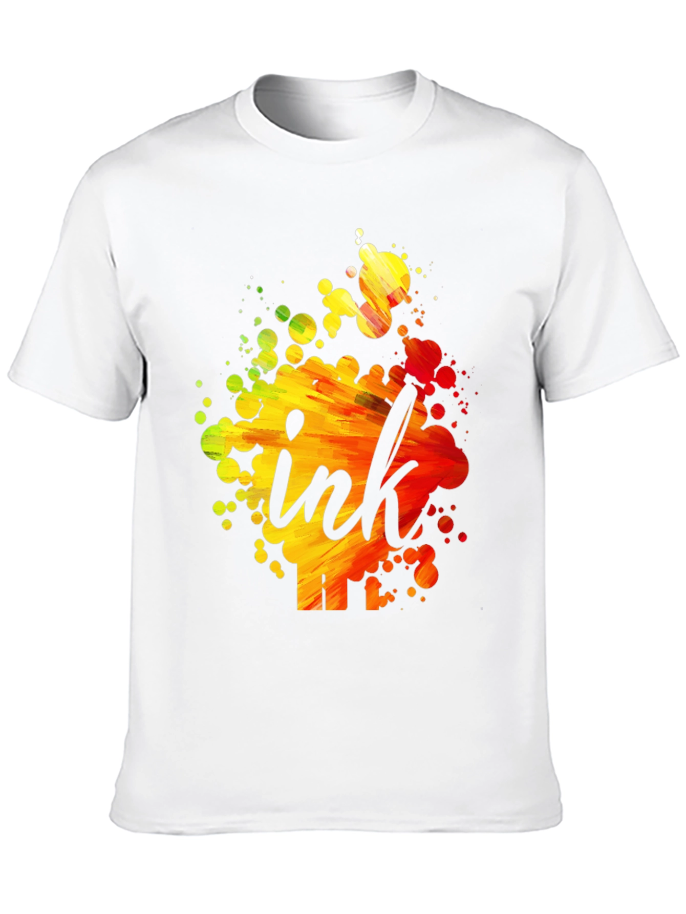 Ink Splatter Graphic T-Shirt - Artistic Crew Neck Tee