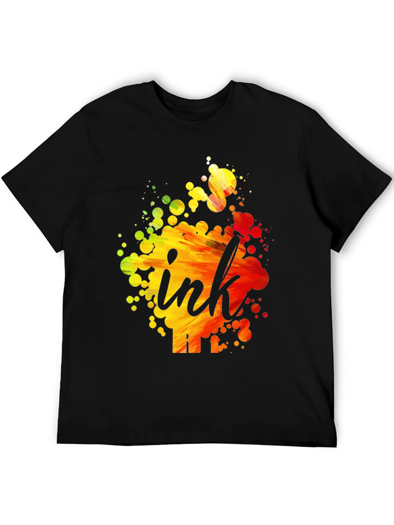 Ink Splatter Graphic T-Shirt - Artistic Crew Neck Tee