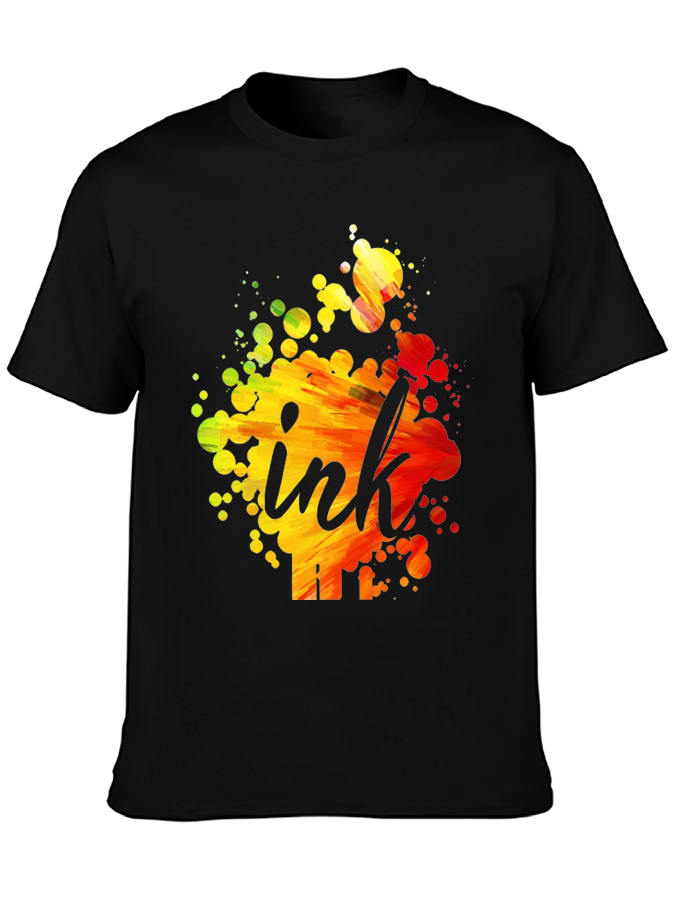 Ink Splatter Graphic T-Shirt - Artistic Crew Neck Tee