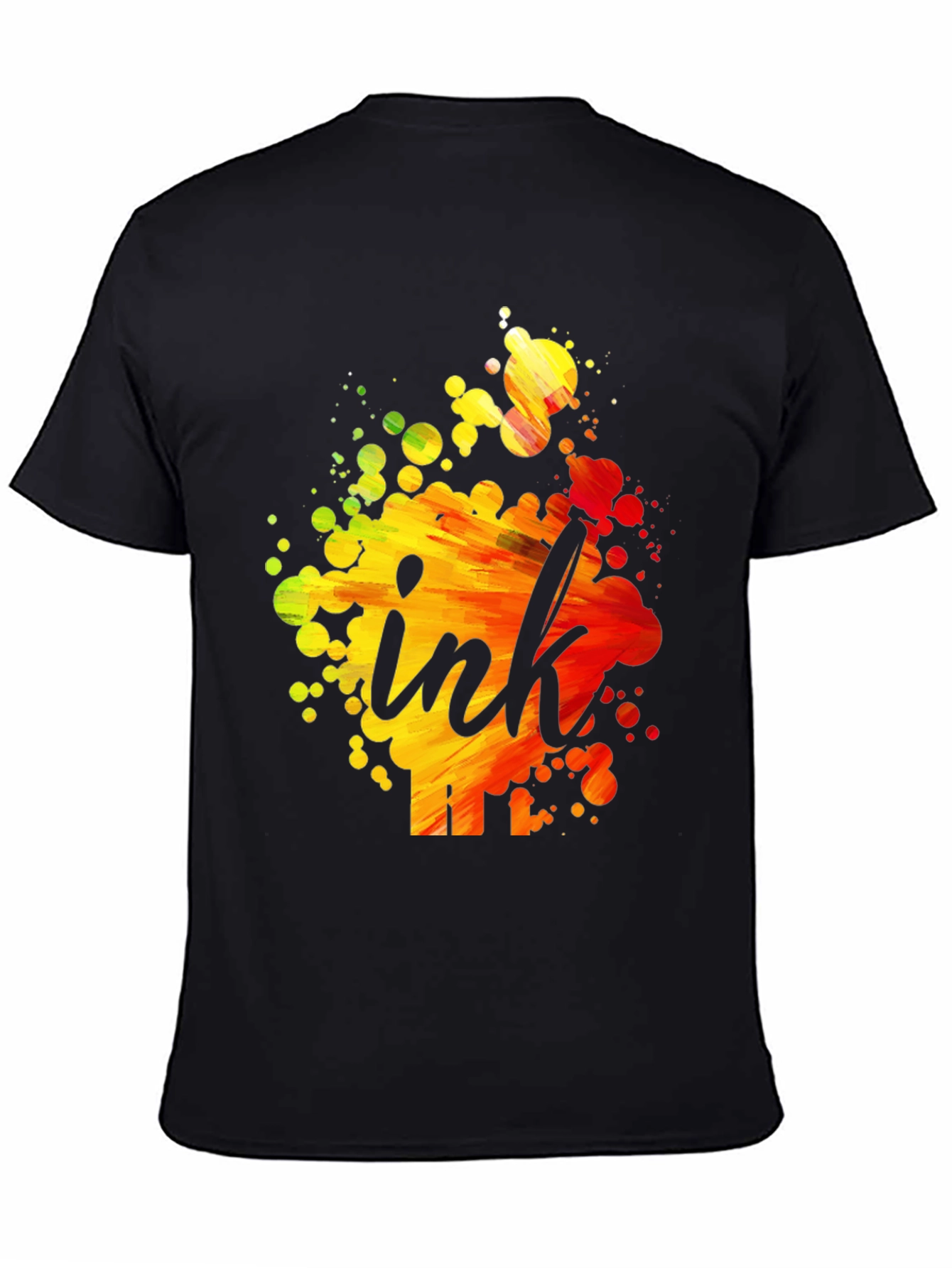 Ink Splatter Graphic T-Shirt - Artistic Crew Neck Tee