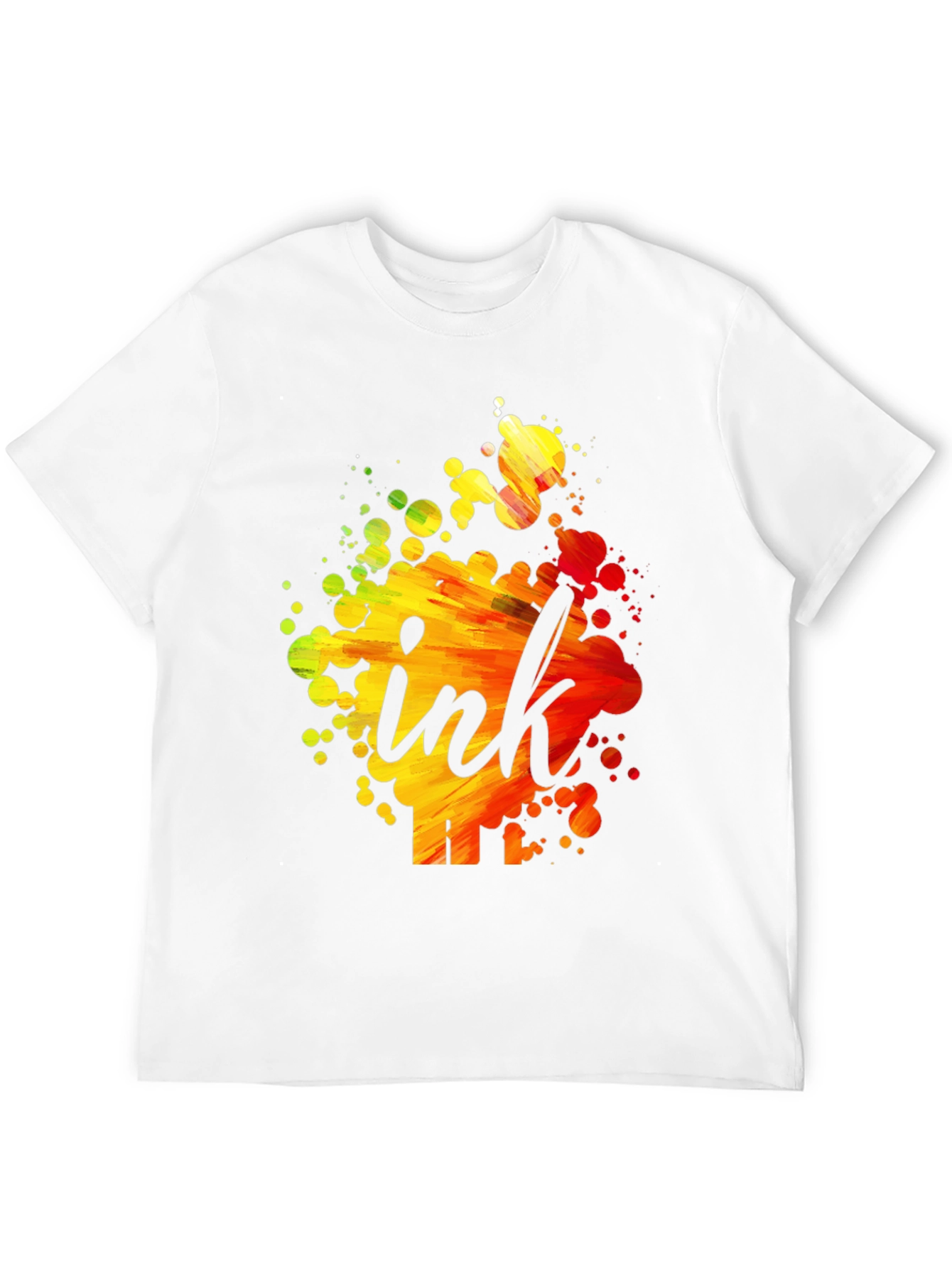 Ink Splatter Graphic T-Shirt - Artistic Crew Neck Tee