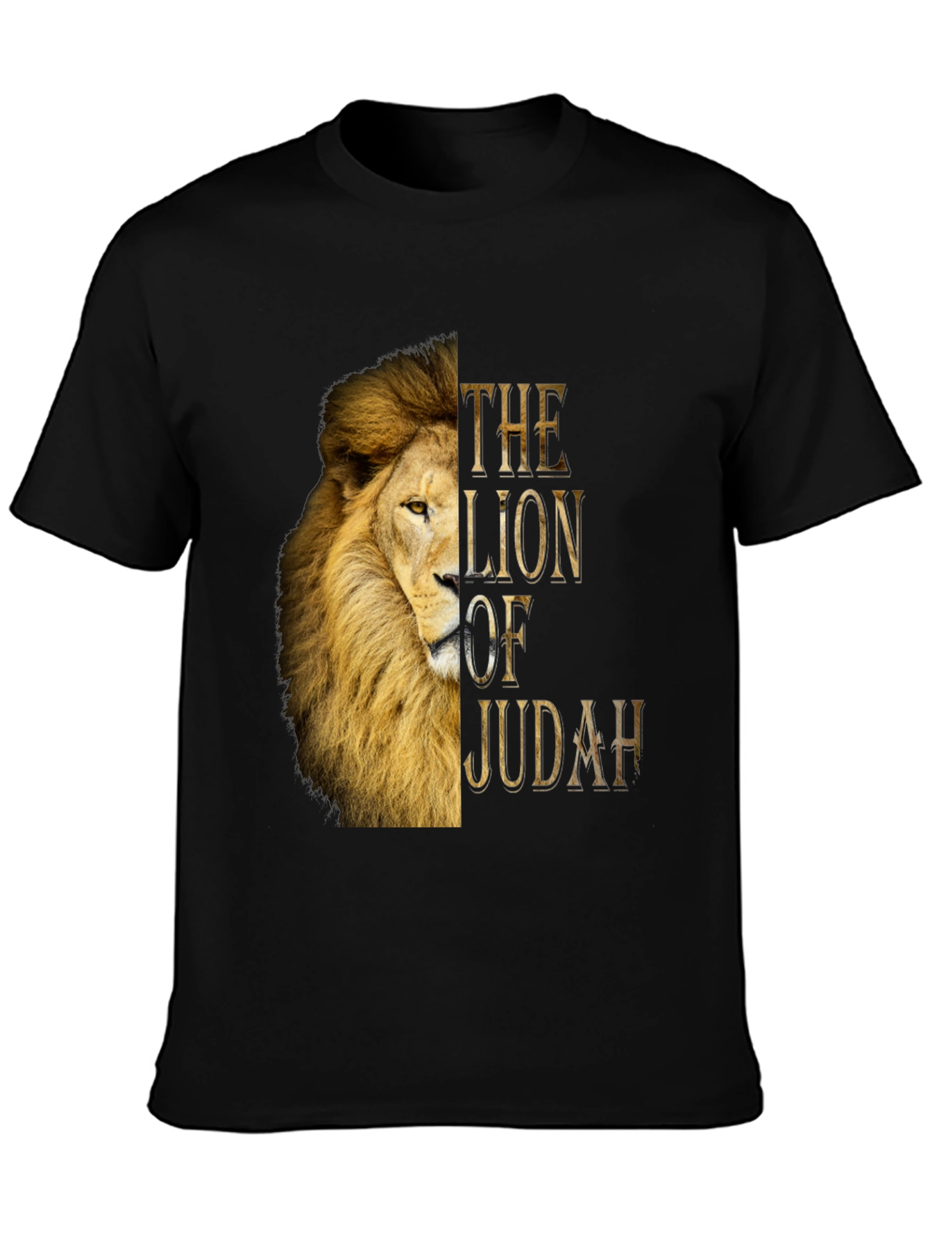 Lion of Judah Graphic Print Black T-Shirt