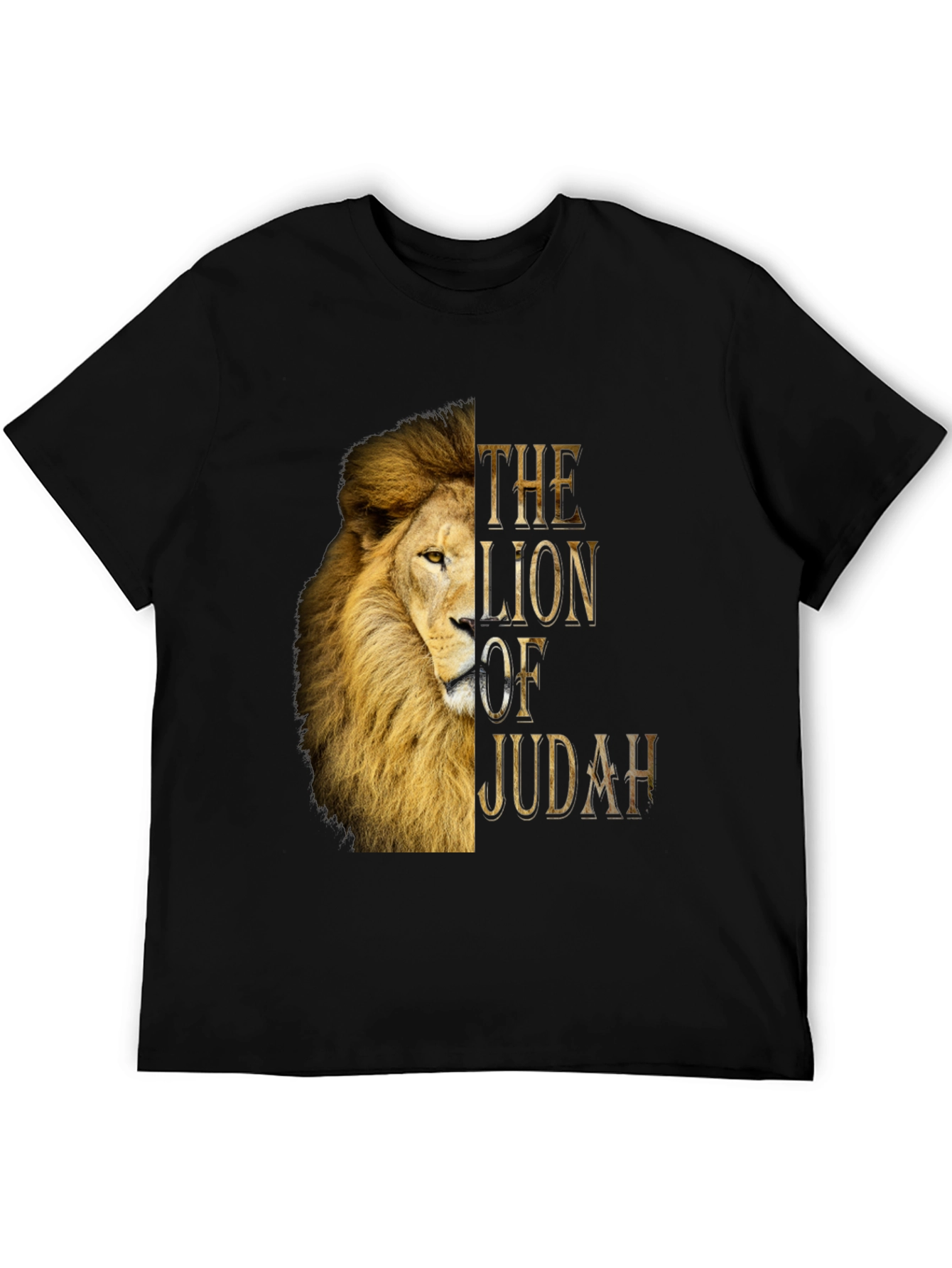 Lion of Judah Graphic Print Black T-Shirt