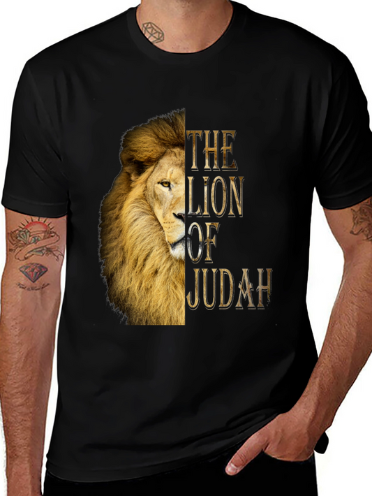 Lion of Judah Graphic Print Black T-Shirt