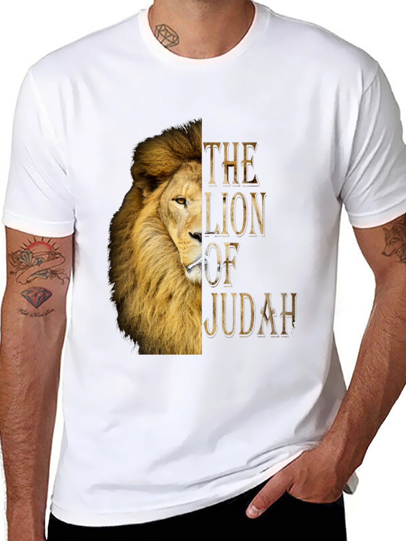 Lion of Judah Graphic Print Black T-Shirt