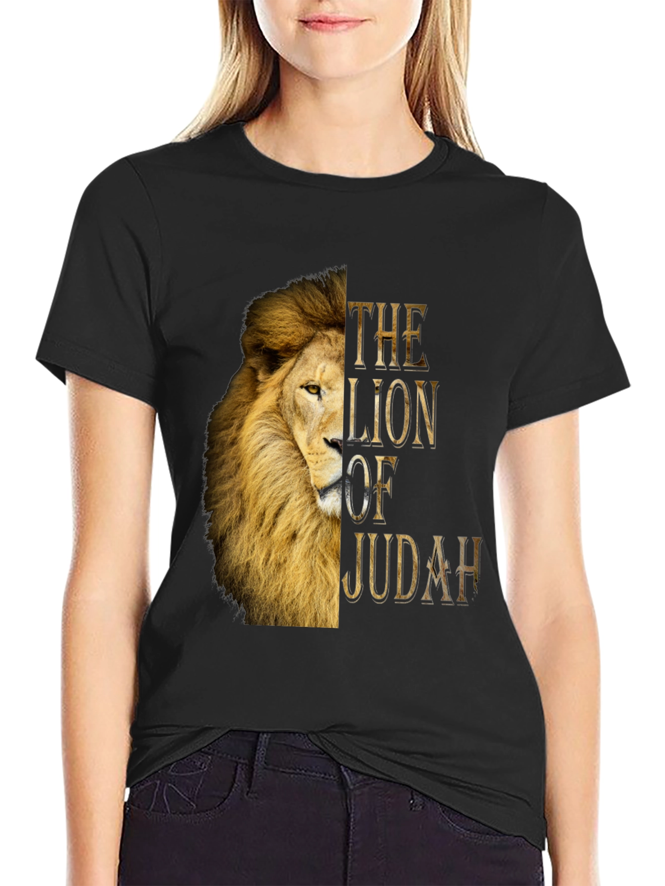 Lion of Judah Graphic Print Black T-Shirt