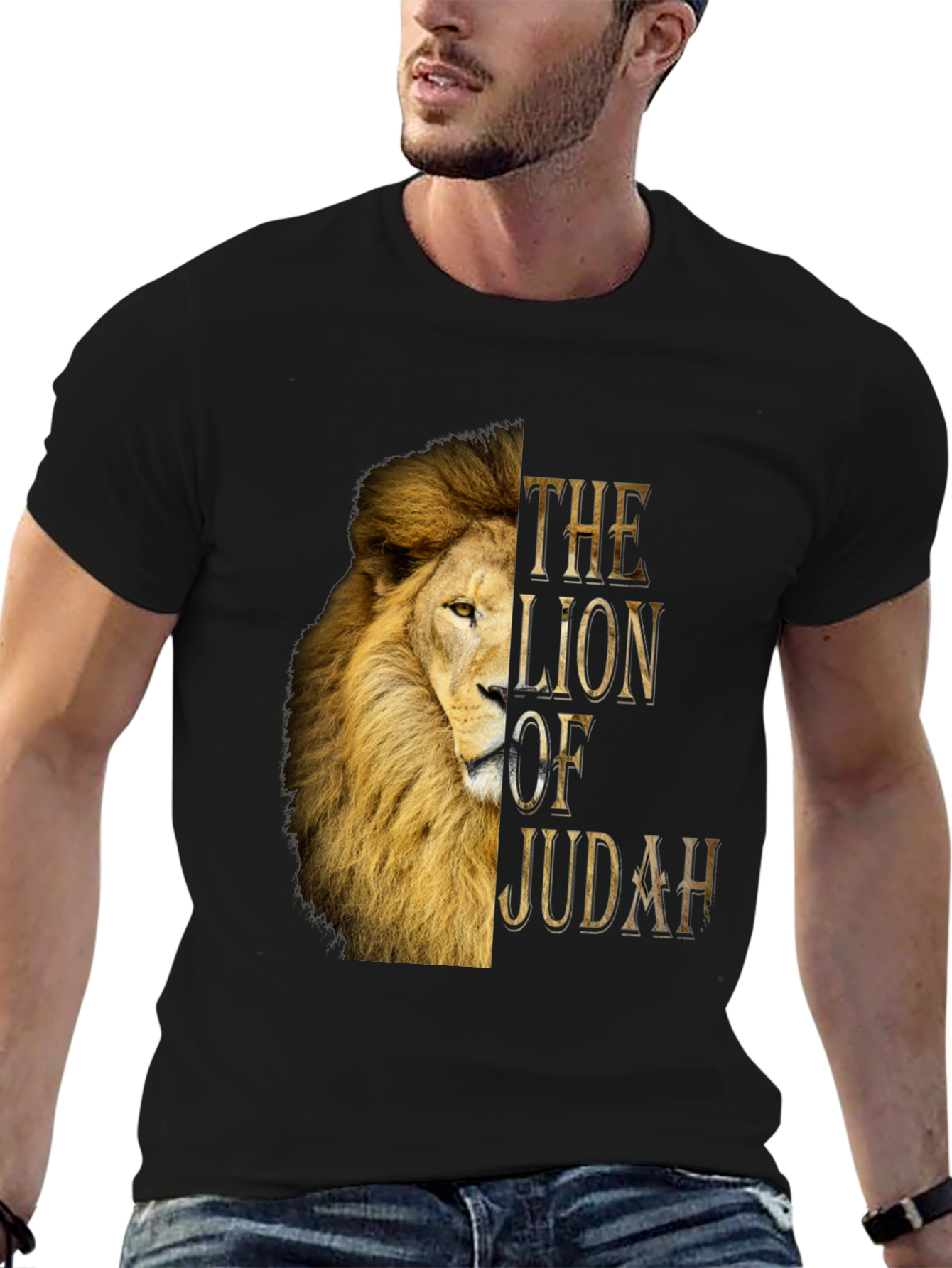 Lion of Judah Graphic Print Black T-Shirt