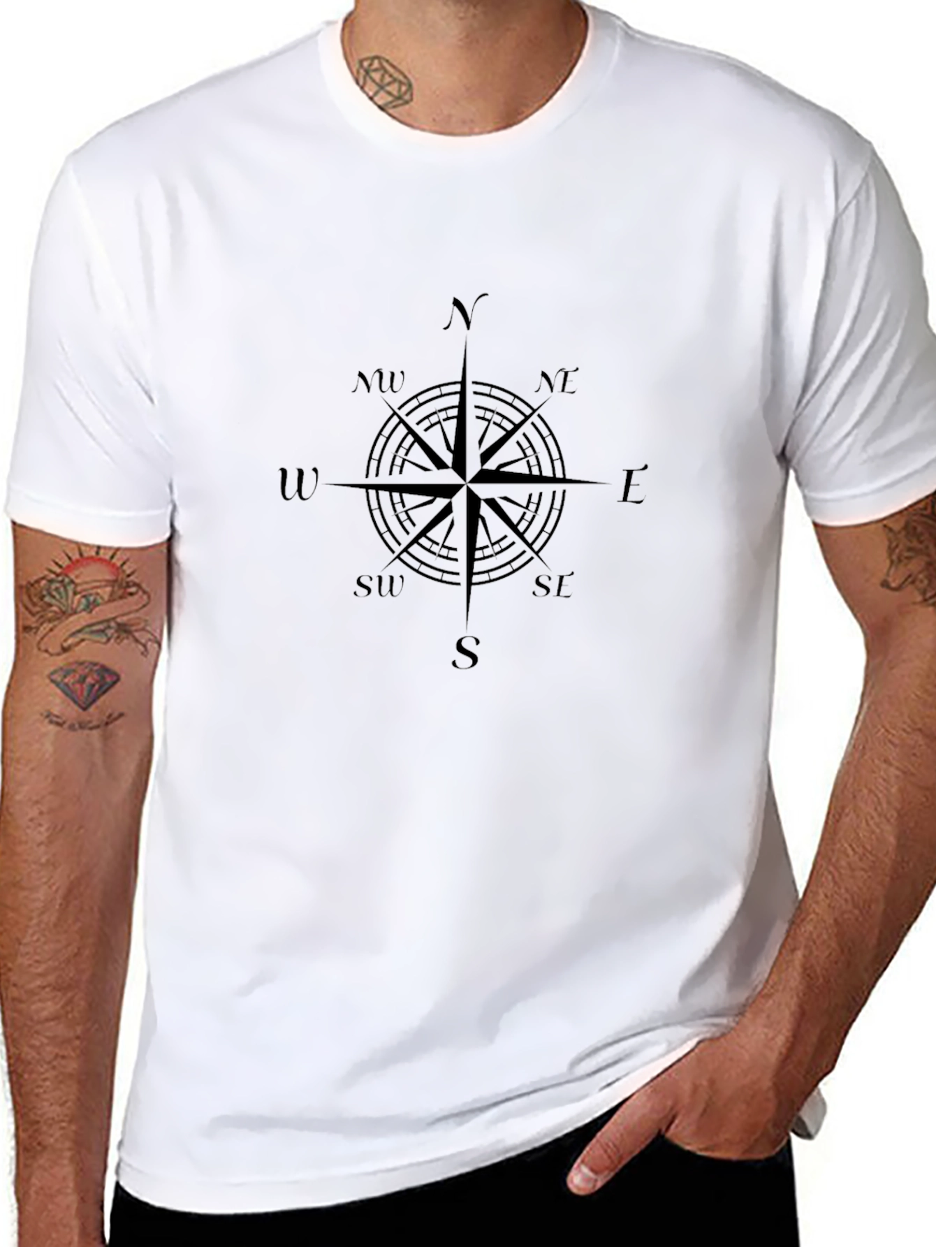 Compass Rose Graphic Tee - Black