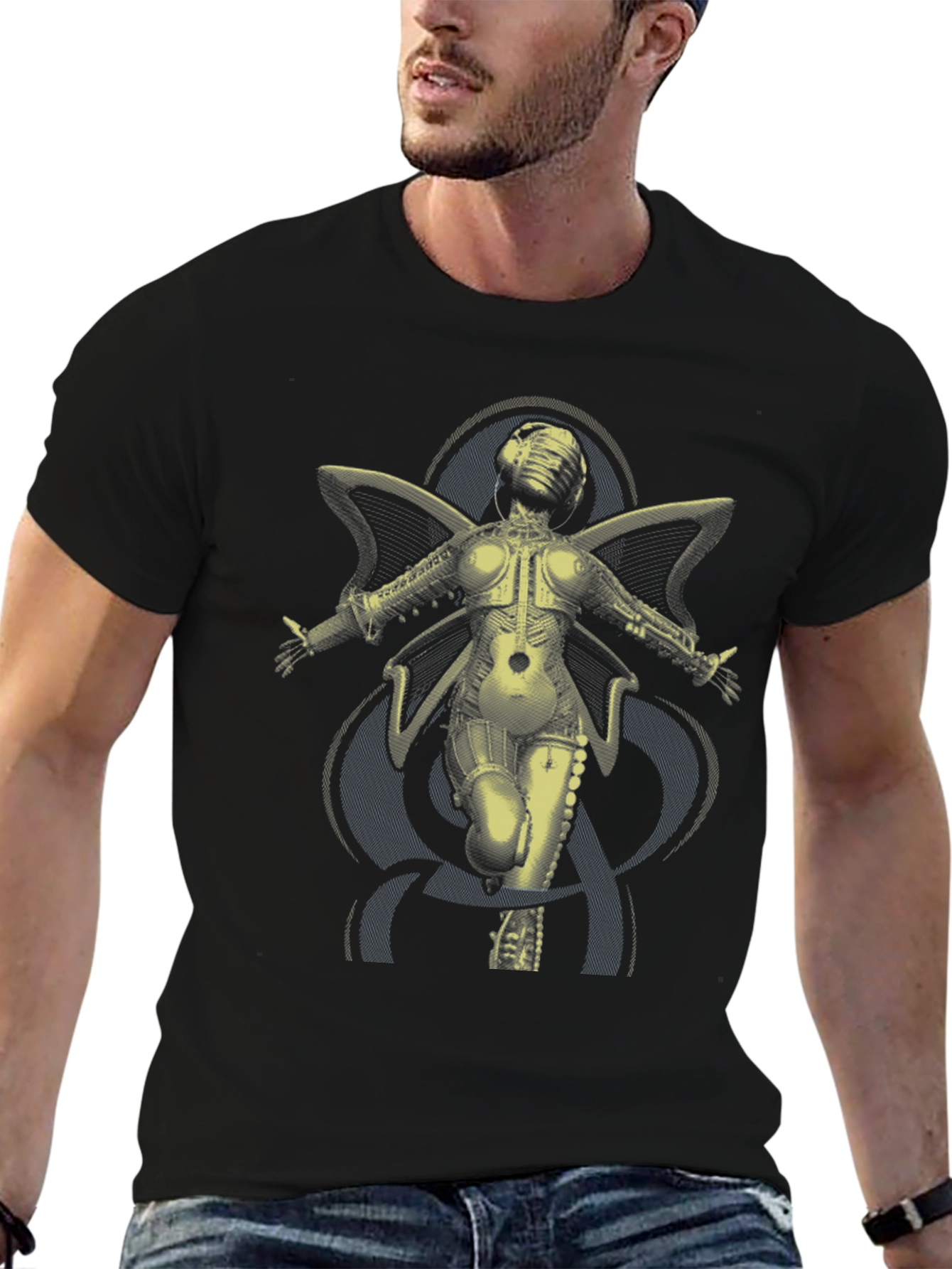 Steampunk Angel Graphic Tee - Unique Design Soft Cotton