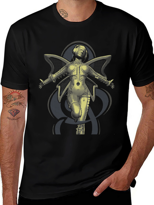 Steampunk Angel Graphic Tee - Unique Design Soft Cotton