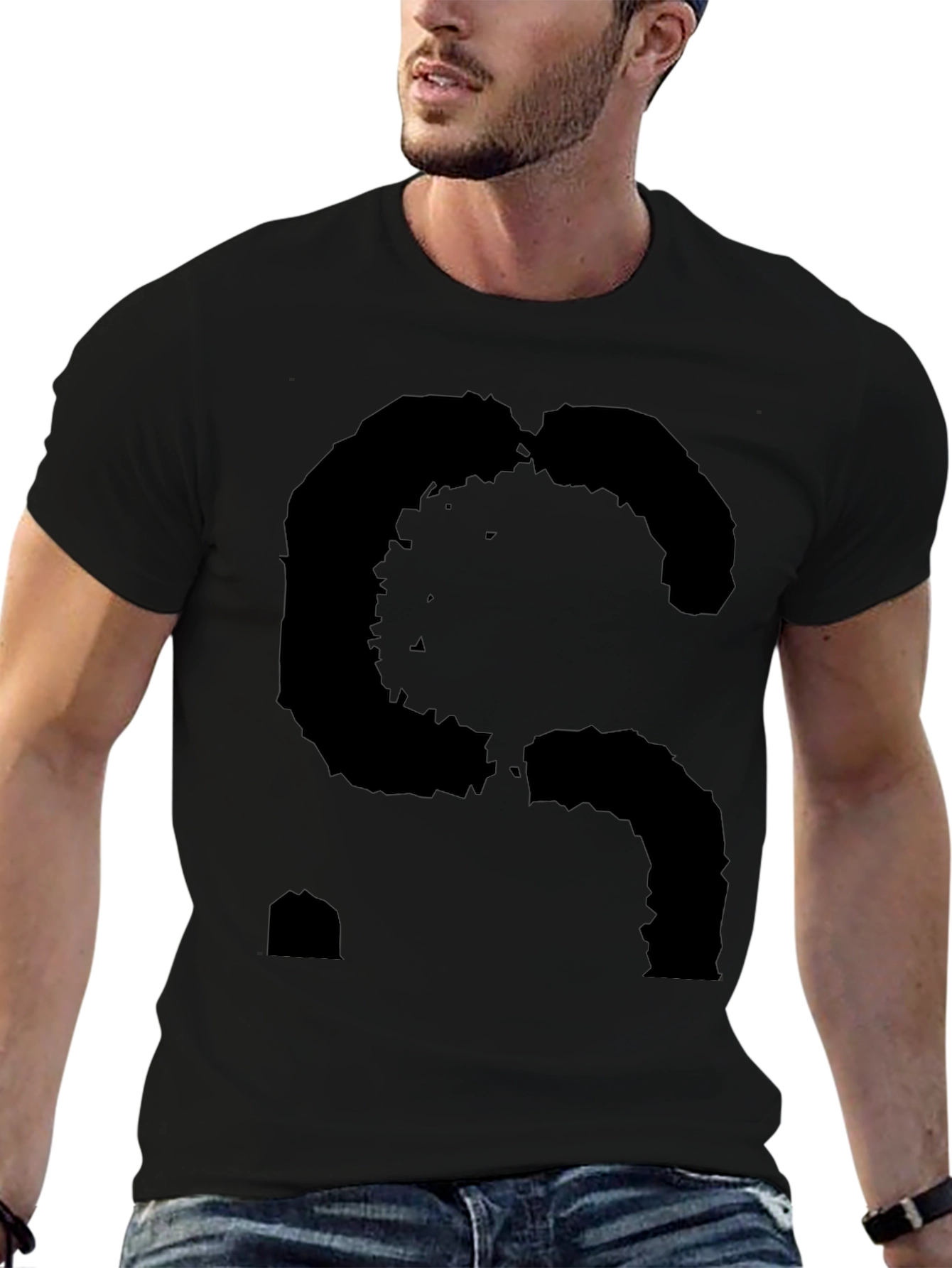 Abstract S Black Graphic Tee - Mens Casual Style