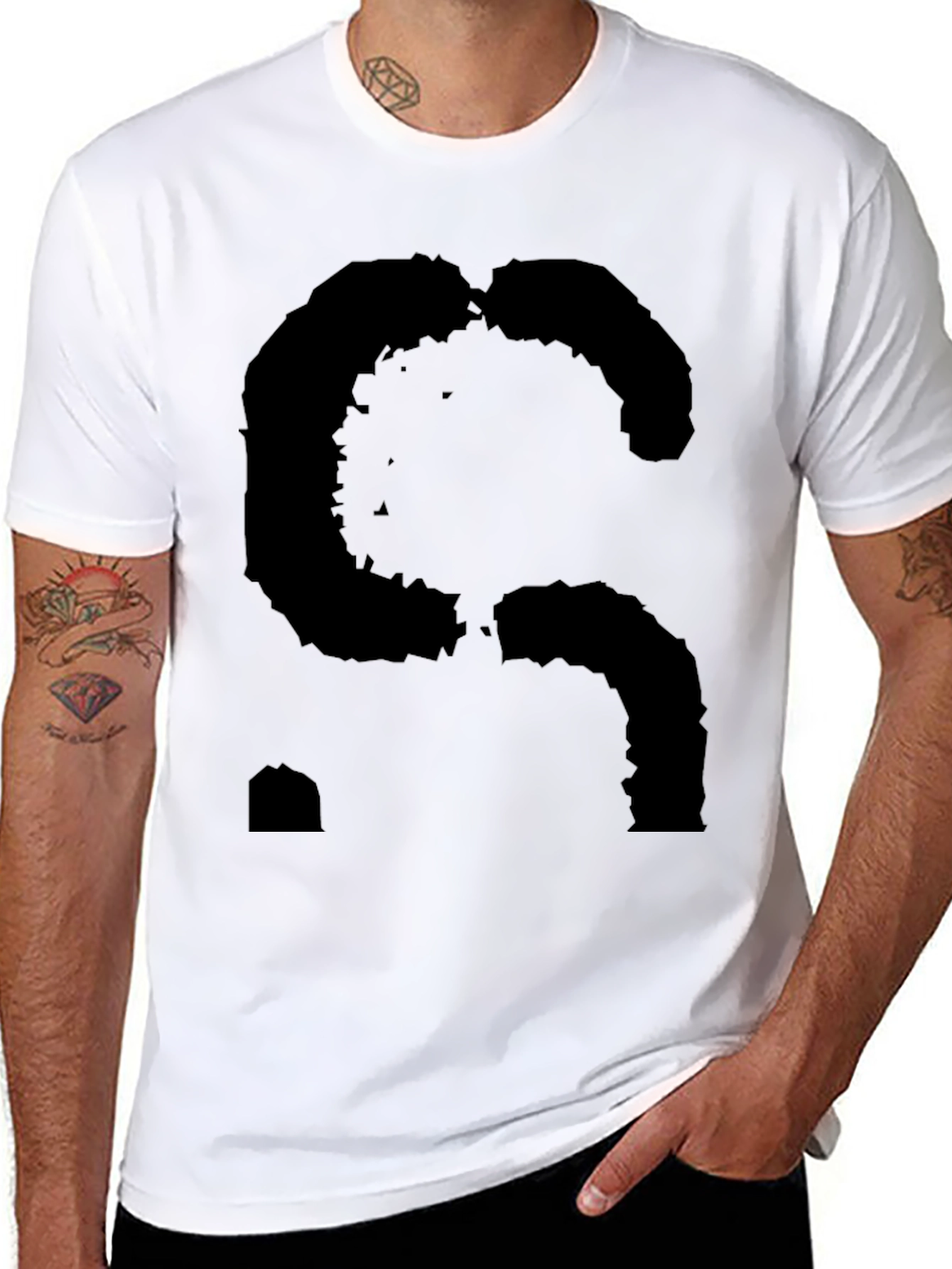 Abstract S Black Graphic Tee - Mens Casual Style