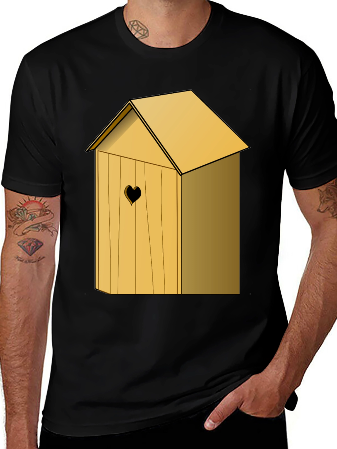 Outhouse Heart Cutout Tee - Novelty Humor Shirt