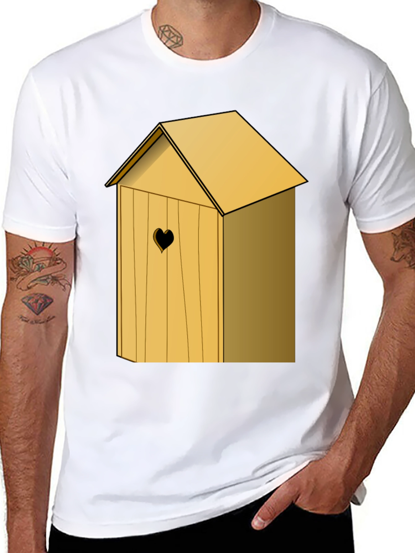 Outhouse Heart Cutout Tee - Novelty Humor Shirt