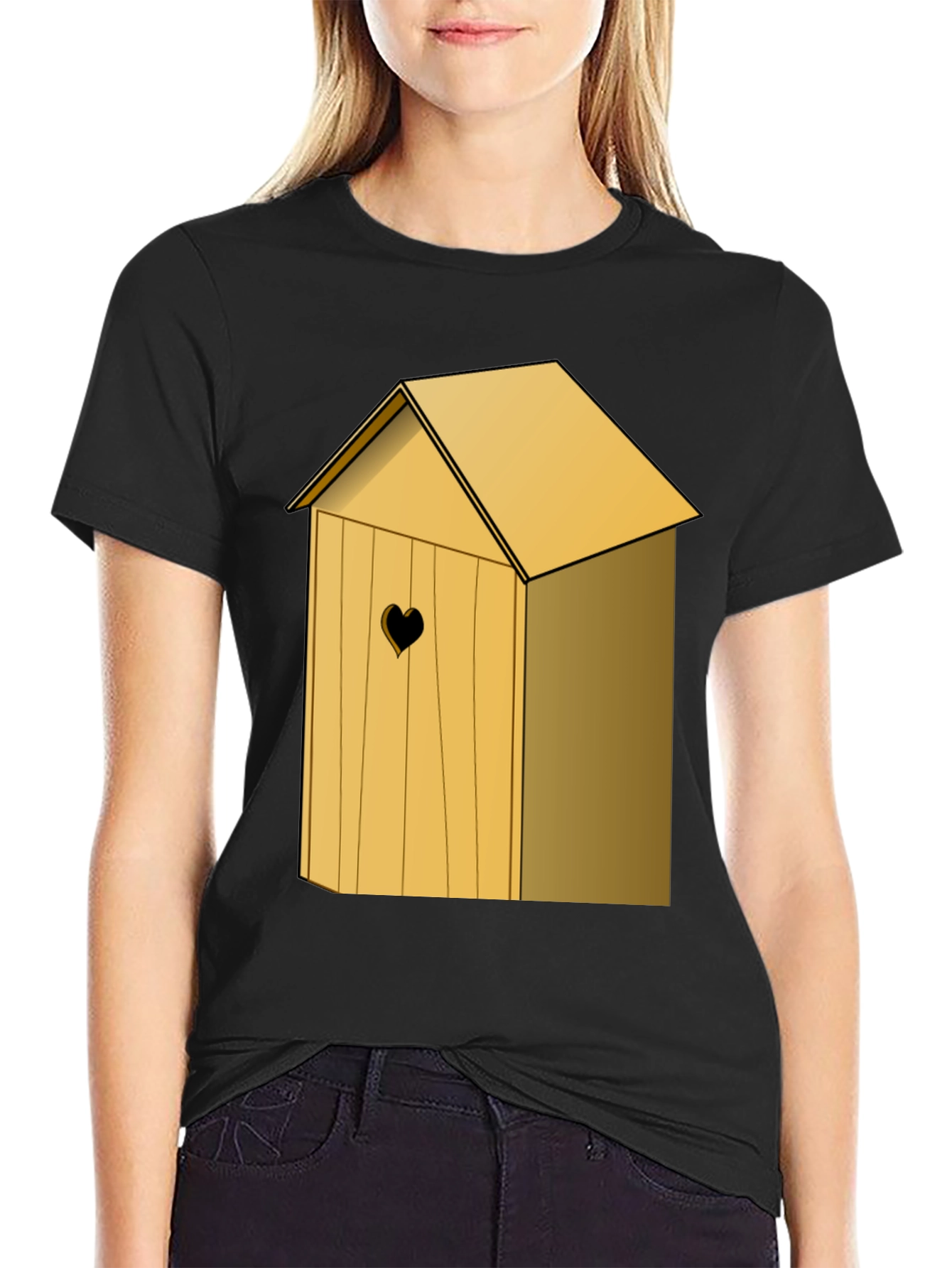 Outhouse Heart Cutout Tee - Novelty Humor Shirt