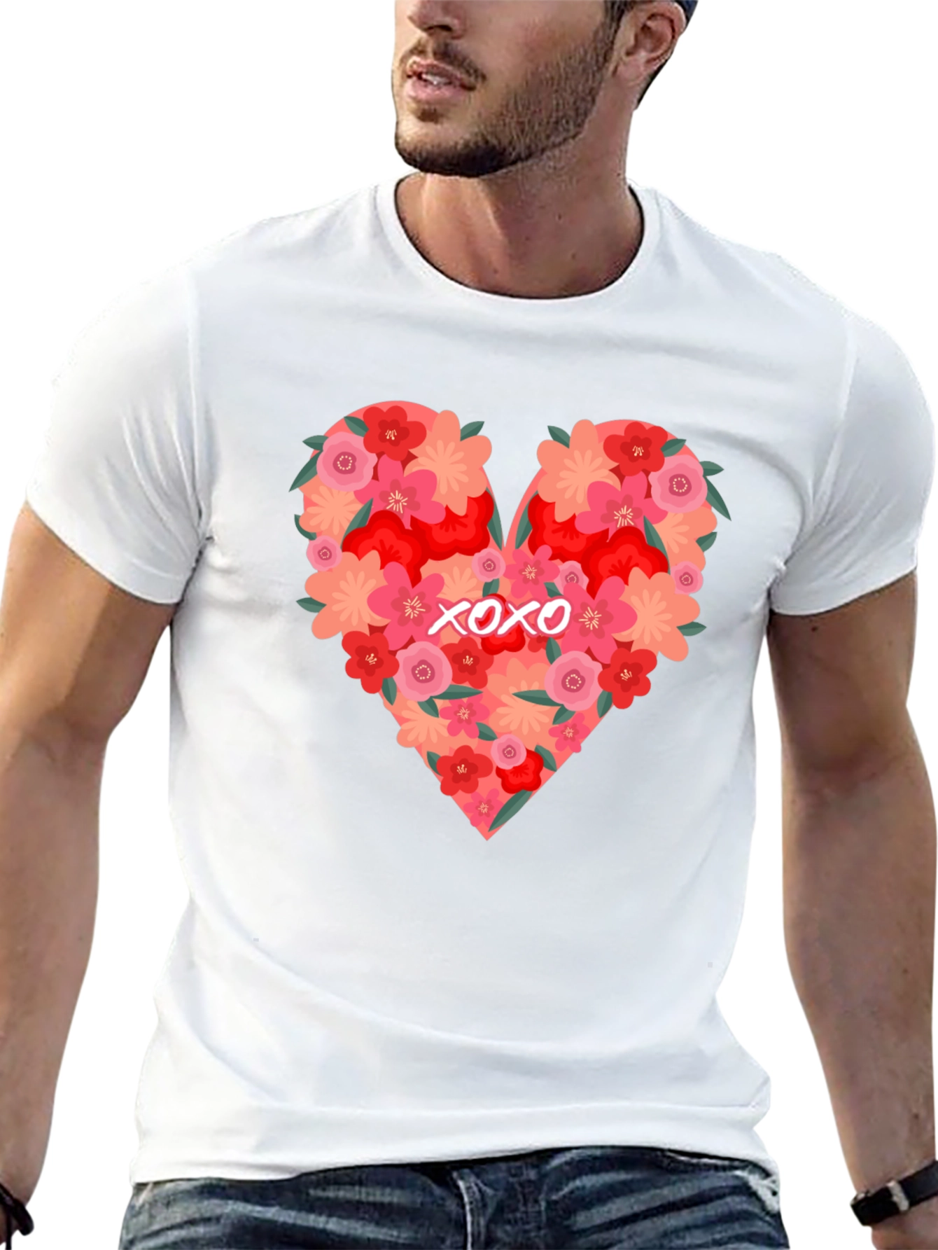 Floral Heart XOXO Graphic Tee - Black