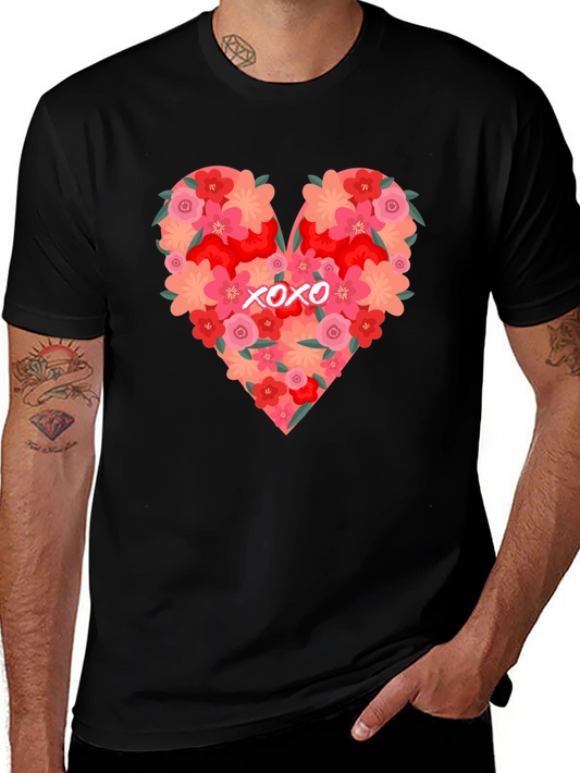 Floral Heart XOXO Graphic Tee - Black