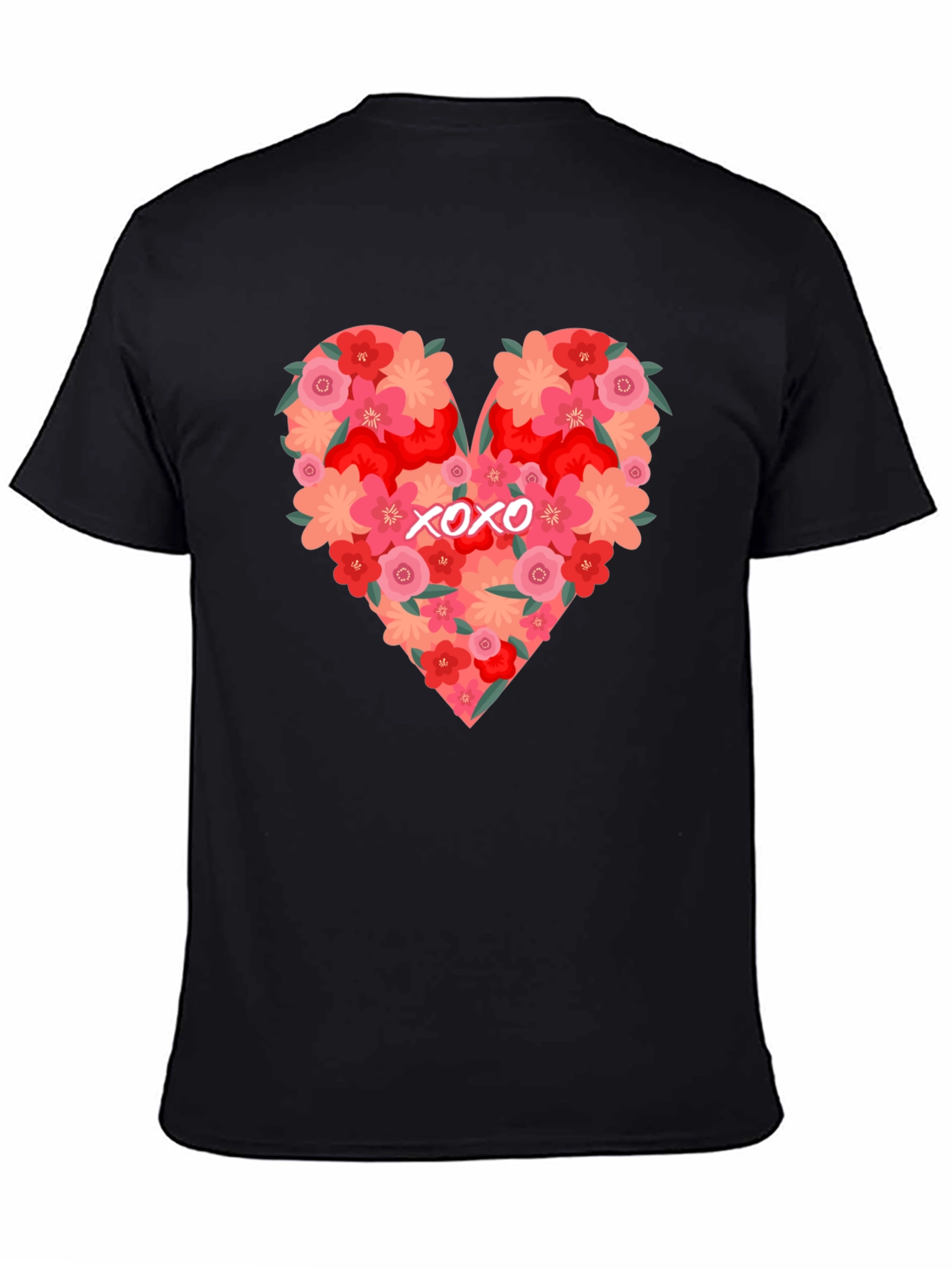 Floral Heart XOXO Graphic Tee - Black