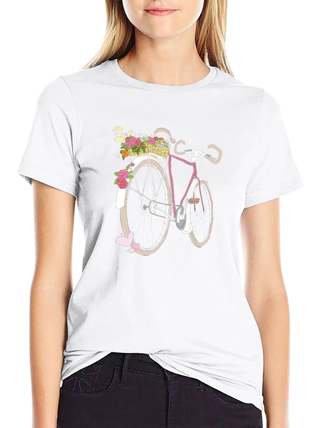 Floral Bicycle Graphic Tee - Black Unisex T-Shirt