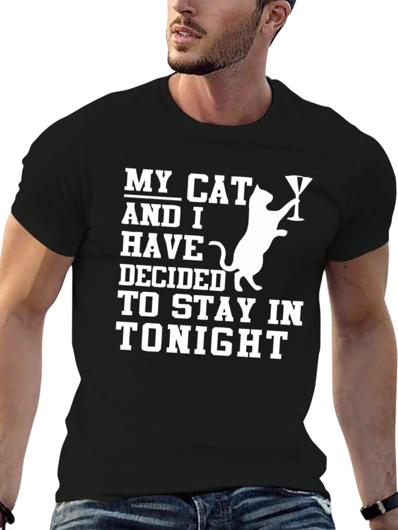 Stay-In Cat T-Shirt: Cozy Night In Style!