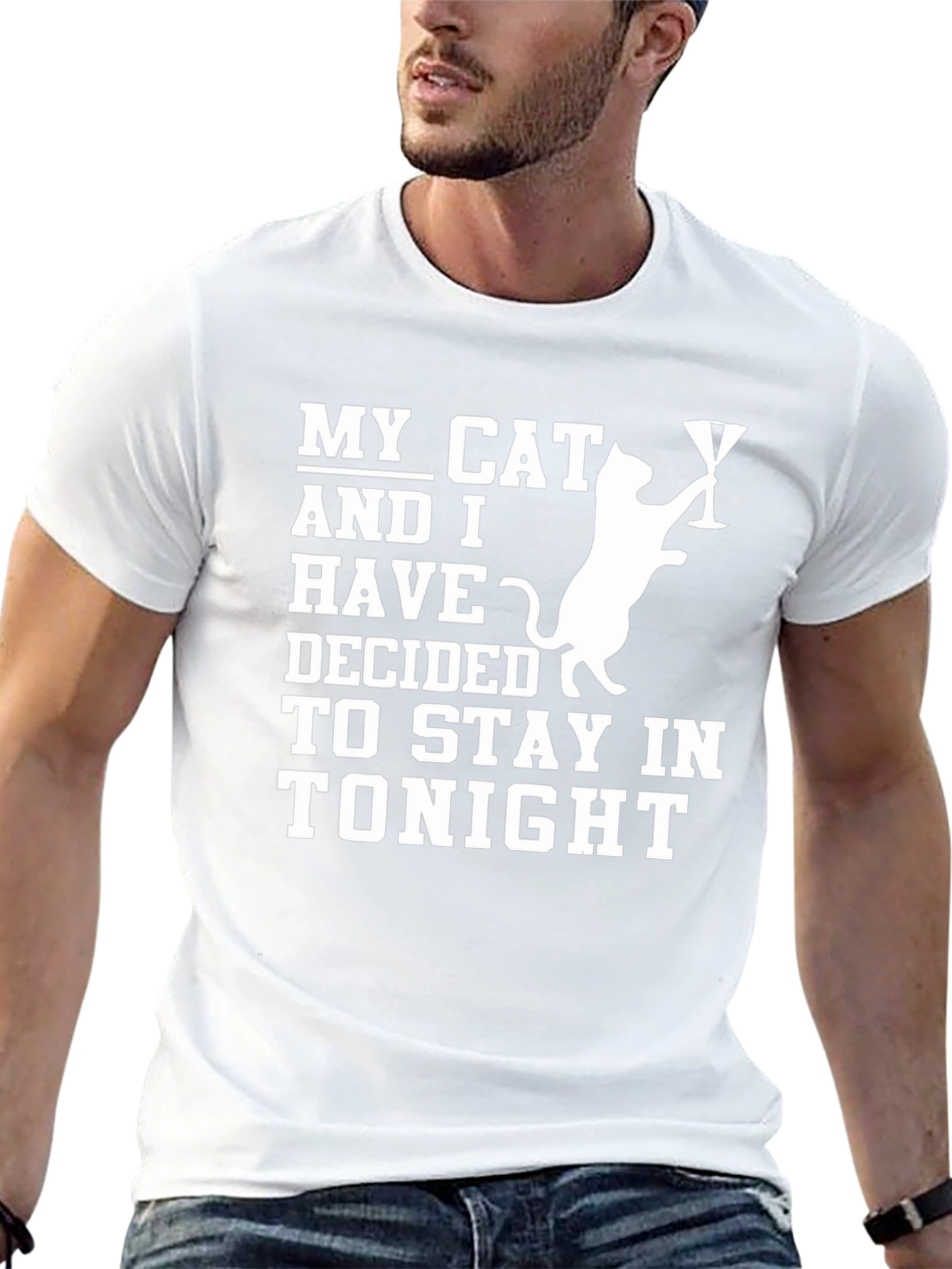 Stay-In Cat T-Shirt: Cozy Night In Style!