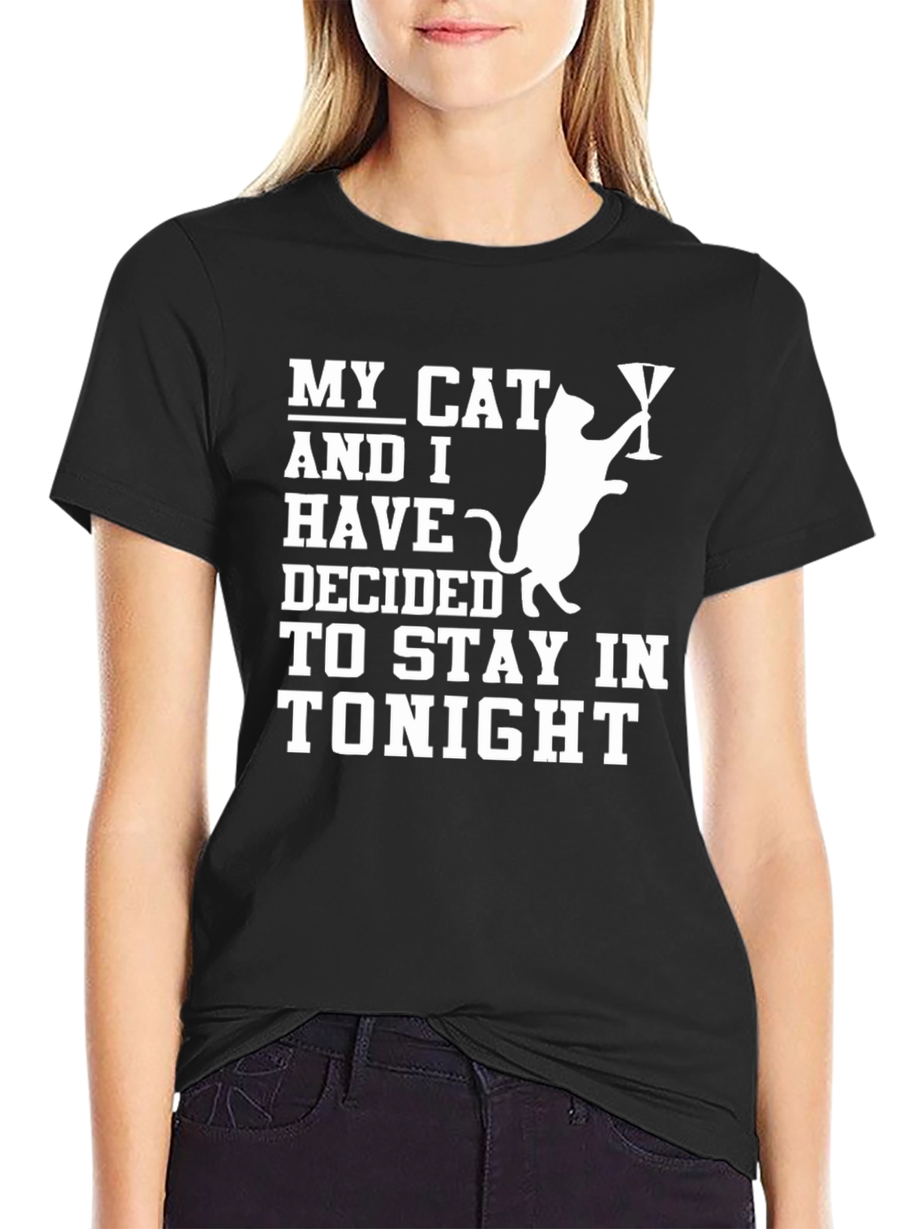 Stay-In Cat T-Shirt: Cozy Night In Style!