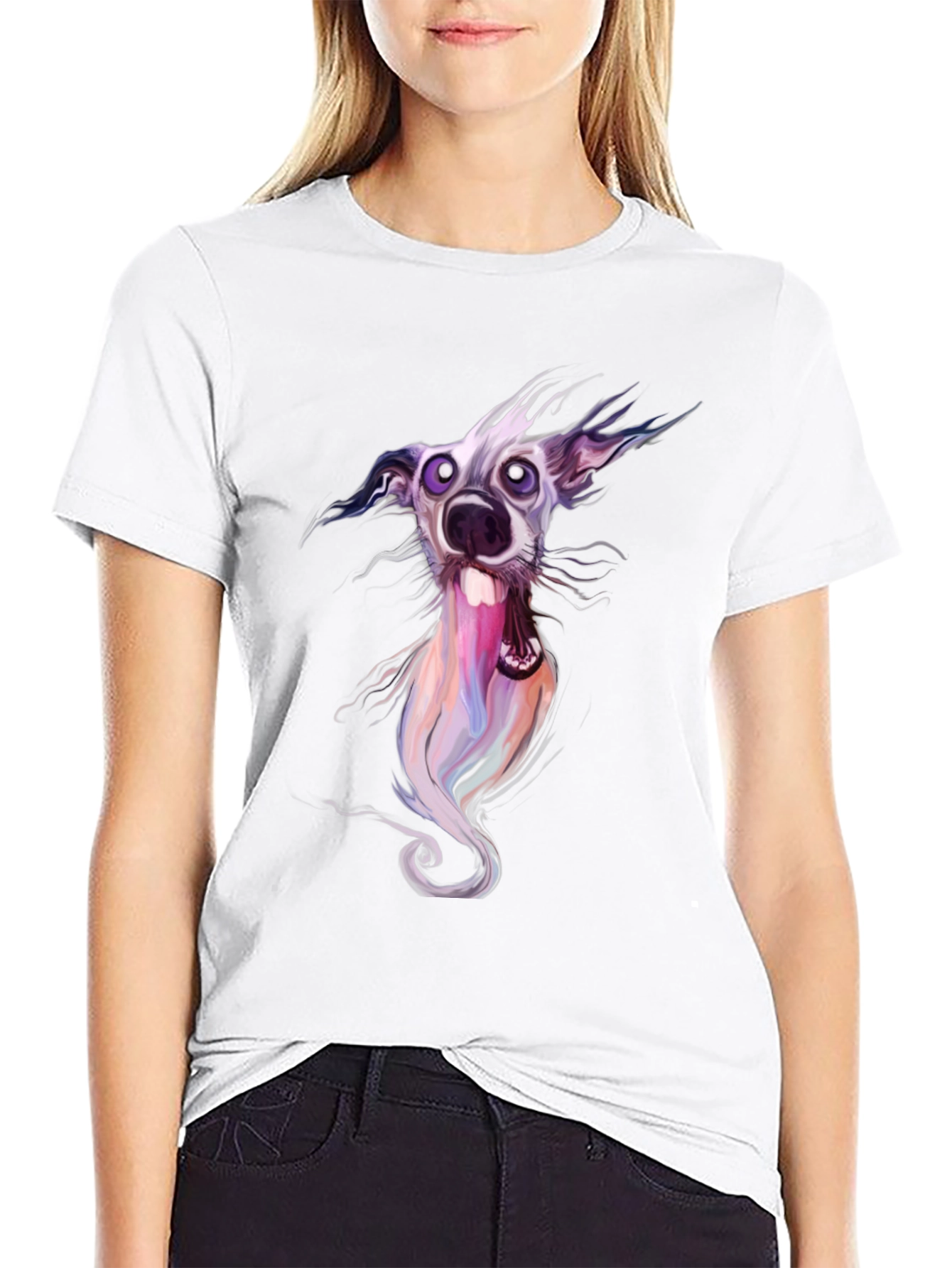 Cartoon Dog Graphic Black T-Shirt