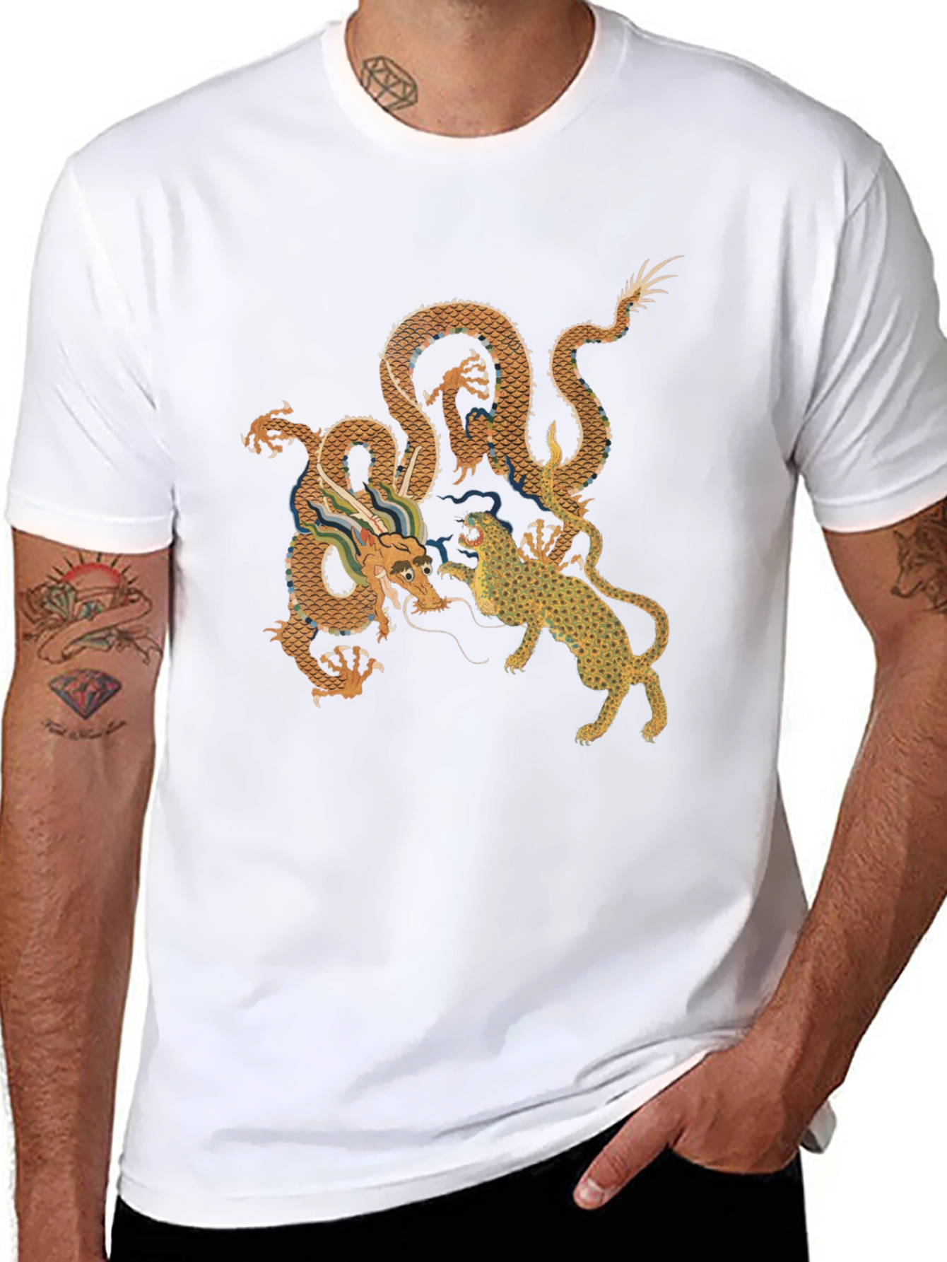 Dragon vs. Tiger Graphic Tee - Black