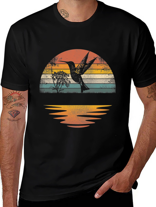 Hummingbird Sunset Graphic Tee - Nature Lover T-Shirt
