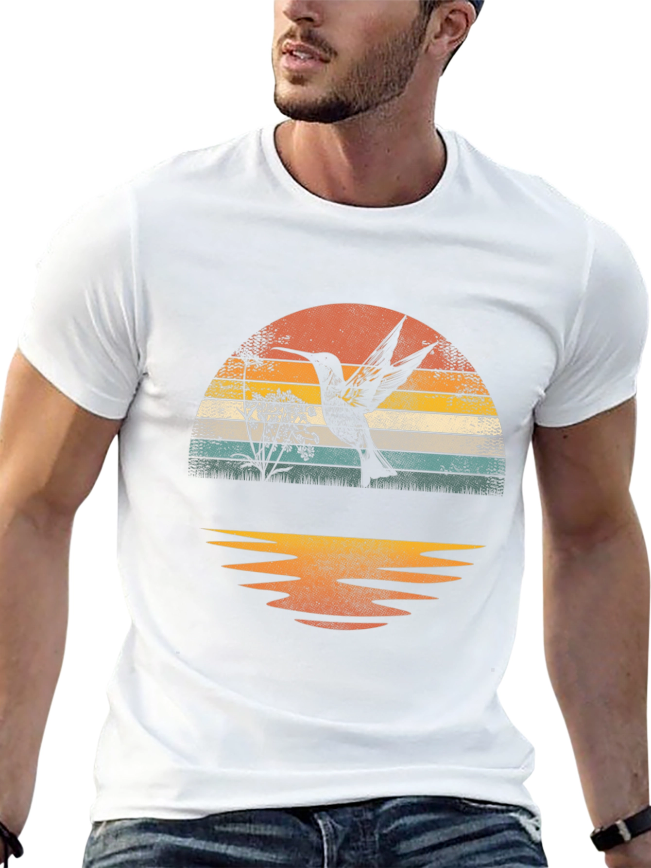 Hummingbird Sunset Graphic Tee - Nature Lover T-Shirt