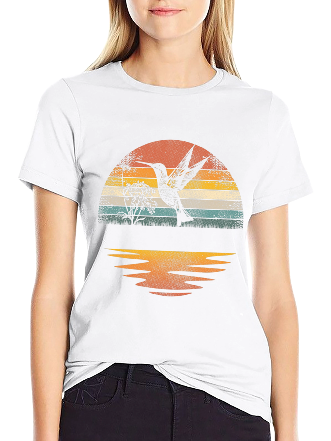Hummingbird Sunset Graphic Tee - Nature Lover T-Shirt