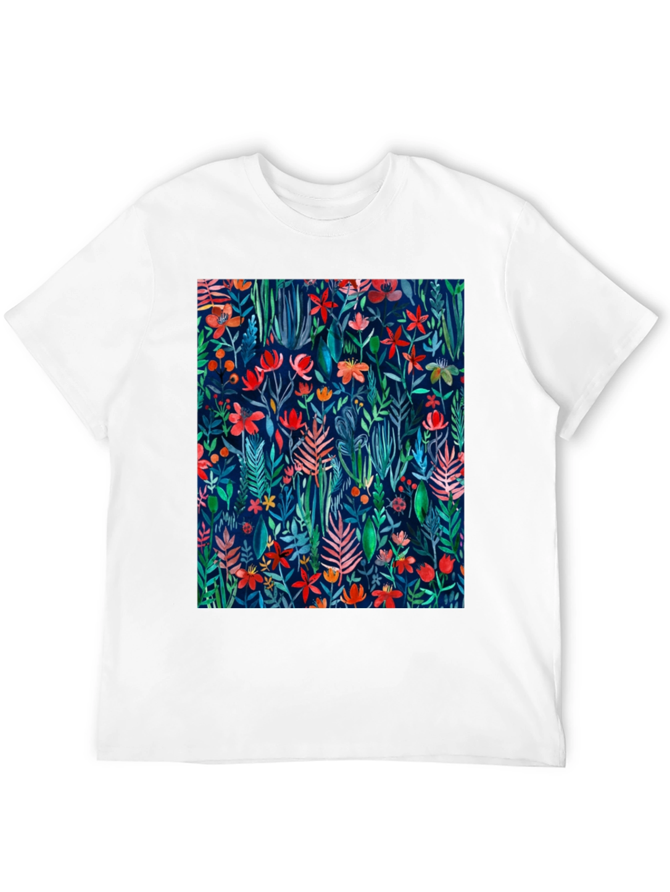 Floral Print T-Shirt - Artistic Botanical Design