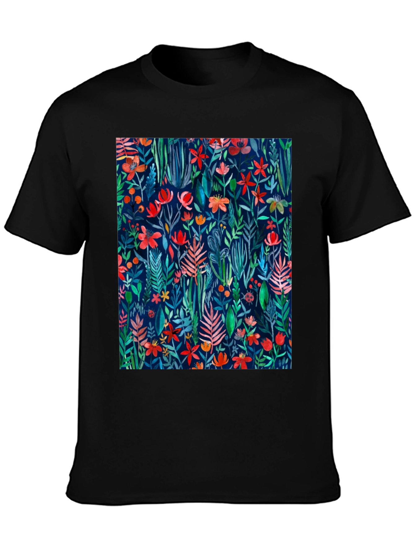 Floral Print T-Shirt - Artistic Botanical Design